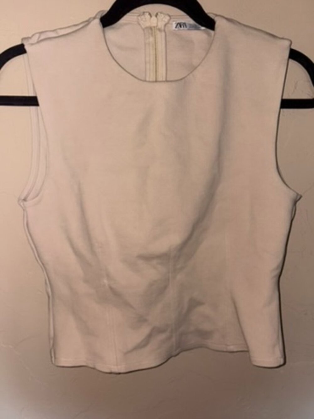 Zara Cream Structured Sleeveless Fitted Top Size XS